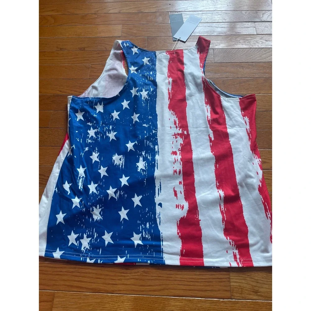 Yipwin Tank Top Womens 1X USA American Flag Patriotic 4th of July Sleeveless NWT - Picture 3 of 3